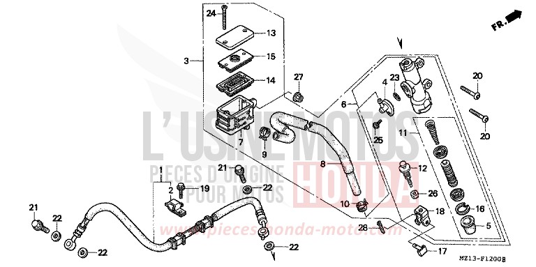 REAR BRAKE MASTER CYLINDER for CB1000F "Big One" BLACK (NH1E) from 1994